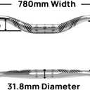 FIFTY-FIFTY Mountain Bike Riser Handlebar, Aluminum Alloy MTB Handlebar, 31.8mm Diameter, 780mm Wide Bicycle Bar