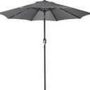 Blissun 9' Outdoor Patio Umbrella, Outdoor Table Umbrella, Yard Umbrella, Market Umbrella with 8 Sturdy Ribs, Push Button Tilt and Crank (Dark Grey)
