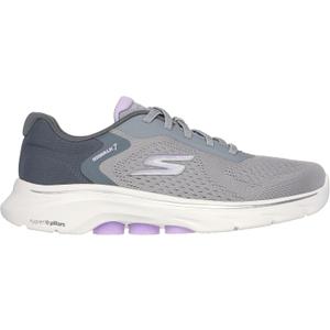 Skechers Women's Go Walk 7 - Cosmic Waves Athletic Walking Sneaker (8, Gray/Lavender)