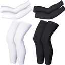 Geyoga 2 Pairs Compression Full Length Leg Sleeve Arm Sleeve for Men Women, Football (Black, White, Small)