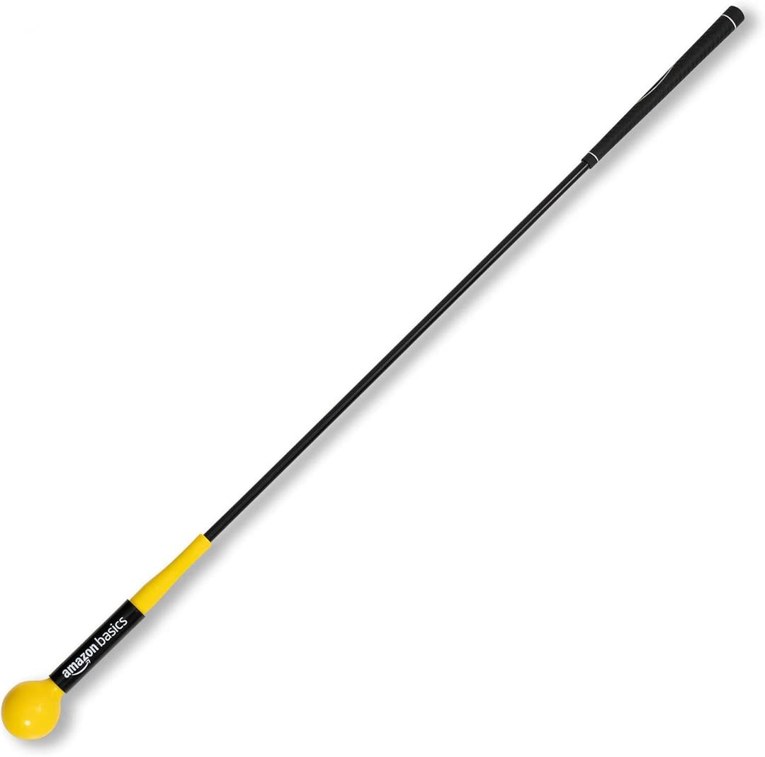 Amazon Basics Golf Swing Trainer Aid and Warm-Up Practice Stick for Grip, Balance, Distance and Power Training (48")