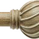 Lootkell Natural Wood Curtain Rods for Windows 48 to 84 Inches Adjustable Length Heavy Duty 7/8" Diameter Window Curtain Rod with Decorative Finials for Outdoor Farmhouse Bedroom Kitchen Living Room
