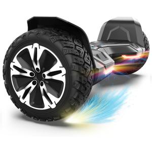 Gyroor Warrior 8.5 inch All Terrain Off Road Scooter with Bluetooth Speakers and LED Lights, UL2272 Certified Self Balancing Scooter (1-black)
