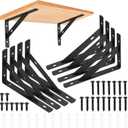 Heavy Duty Shelf Brackets - 8 Pcs L Shaped Metal Wall Mount Shelves Support for Floating Shelves (3.7 x 6 inch)