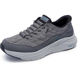 Skechers Men's Contour Foam Cozy Fit Hands Free Slip-in Sneaker, Charcoal/ Black, 11