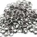 DGZZI 100 Sets Stainless Steel Eyelets with Spacer 8mm Silver Hollow Rivet Grommets Lightbox Fabric Grommets for DIY Crafts Shoes Bead Cores Clothes Leather Canvas Hats Bags