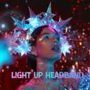 Light Up Headband LED Glowing Headbands Shell Halo Crown Headpieces Rave Party Hair Accessories for Women and Girls, Blue (Blue)