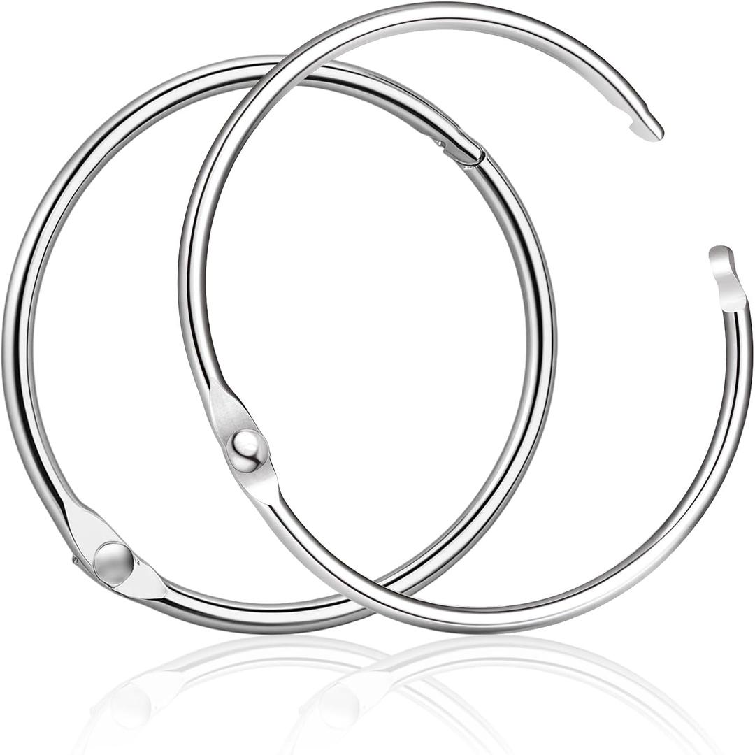 40 Pcs 2 inch Binder Rings, Loose Leaf Binder Book Rings, with Metal Nickel Plated for Key, and Index Cards, Premium Ring Clips, Paper Rings, for School, Home or Office, Silver