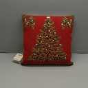Peking Handicraft 31SERX358C18SQ Holiday Pine Hook Pillow, 18-inch Square, Wool and Cotton