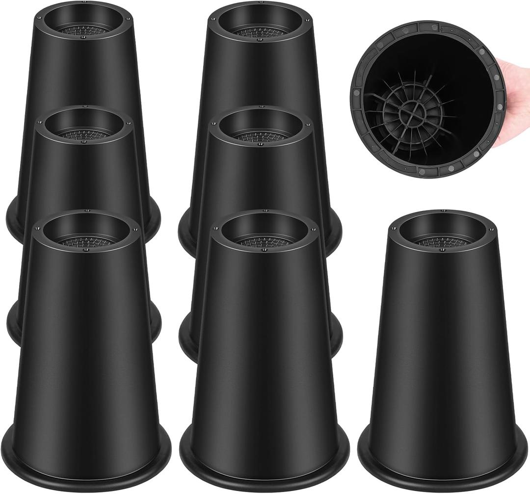 8 Pack 8 INCH Round Bed Riser/Furniture Lift Bed/Bed risers/Furniture Lifter/Table risers/Frame Risers Create Under Bed Storage Heavy Duty for Furniture Height Adjustment Round Black (8 Pack, 8 Inch)