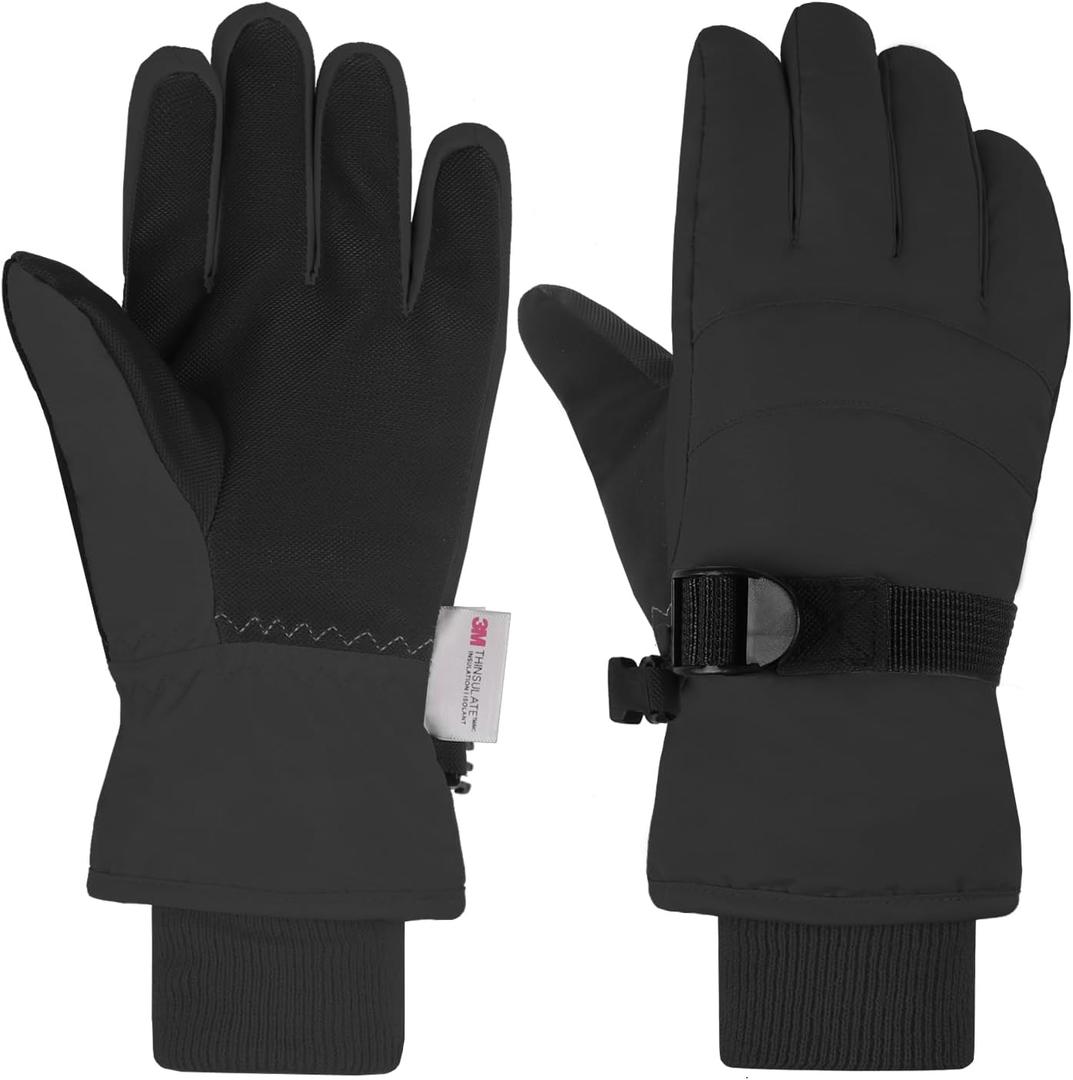 AMYIPO Kids Winter Snow Ski Gloves Children Snowboard Gloves for Boys Girls (8-10 Years)