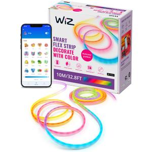 WiZ Connected Neon Smart Flex Strip, 32.8 ft (Two 16.4ft Flex LED Strips), 16 Million Colors, Shades of White, RGBIC Lighting, Connects to Wi-Fi, Voice/App Control