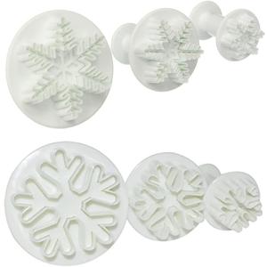 Snowflake Cookie Cutter,6PCS Snowflake Fondant Cutters Decorating Mold Embossing Tool Christmas Cookie Cutters Snowflake Plunger Cake Cutter