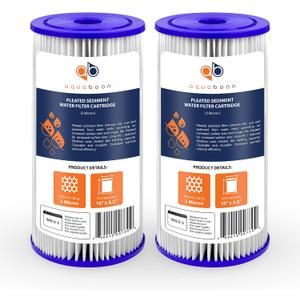 Aquaboon 5 Micron Pleated Sediment Water Filter 10 x 4.5 Cartridge - Whole House Water Filter Replacement - Whole House Water Filters Cartridges Compatible with Well Filters FXHSC, R50-BBSA, 2-Pack