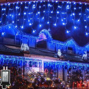 132FT 1332 LED Outdoor Christmas Lights - 296 Ice Drops, 12 Pro Modes with Timer Memory & Brightness, Waterproof Hanging Ice String Light for Holiday Wedding Garden Fence House Decor (Blue)