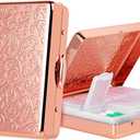 Pill Organizer 7 Days 8 Compartments, Travel Metal Pill Box, BPA-Free Portable Pill Box (Pink, Median)