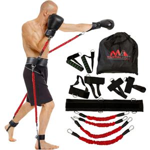 Boxing Resistance Bands for MMA Martial Arts Resistance Training at Home for Punches/Kicks, 150lbs Exercise Bands Full Body Fitness Workout to Enhance Explosive Power/Speed/Agility (Red Color)