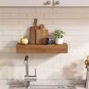 Wall Floating Shelves, Rustic Wood Wall Shelf Handmade - Wooden Shelves for Bathroom Kitchen Livingroom(Light Walnut, 17 Inch - 2 Pack)