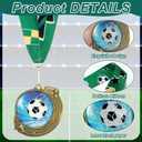 Seenelling 24 Pcs Soccer Medals Gold Metal Soccer Award Medals with Ribbon Sport Ball Trophy Prize for Participation Sports Ball Themed Party Favors