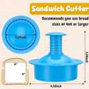 4 x Sandwich Cutter and Sealer Round Cut and Seal Sandwich Maker, Crustless Peanut Butter & Jelly Sandwich Cookie Cutter-Blue Round