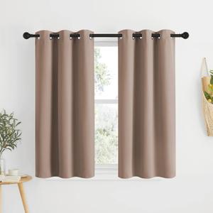 NICETOWN Blackout Window Curtains and Drapes for Kitchen, Window Treatment Thermal Insulated Solid Grommet Blackout Drapery Panels (Set of 2, 34 by 48 inches, Cappuccino)