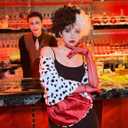 Cosrea Women Halloween Costume Black and White Spotted Dog Shawl Faux Stole for Adult (White)