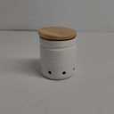 Large Garlic Keeper with Wooden Lid, Ceramic Garlic Holder Storage, Garlic Container for Kitchen, Garlic Saver to Keep Your Garlic Cloves Fresh Longer 4.5-Inch, White