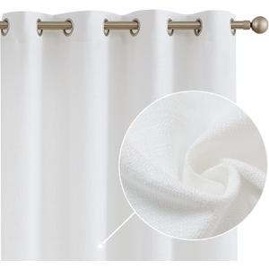 jinchan Linen Look Curtains for Living Room Panels for Bedroom Heathered Green Textured Light Filtering Living Room Farmhouse Window Drapes 84 Inches Length 2 Panels (*Thick Burlap| Off White)