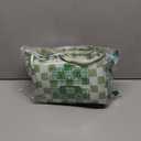 Fit & Fresh Cromwell Drawstring Lunch Bag for Women, Complete Lunch Set with 2 Containers, Stain-Resistant, Leak-Resistant, Back to School Essential, Teacher Lunchbox, Pistachio Checker Board (Green)