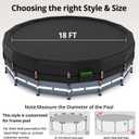 QH.HOME 550D 18ft Pool Cover Round[Upgraded Tear Resistant & Quadruple Windproof] wth Pre-Installed Patented Winch and Rope, Pool Covers for Above Ground Pools-Snug Fit & Waterproof Protection
