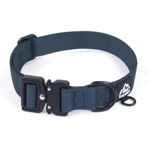 Heavy Duty Dog Collars for Medium and Large Dogs - Adjustable, Chew Proof Nylon Collar with Metal Quick Release Buckle and D-Ring for Dog Tags (Navy Blue, M) (M(1''Width, Fit 11''-15''))