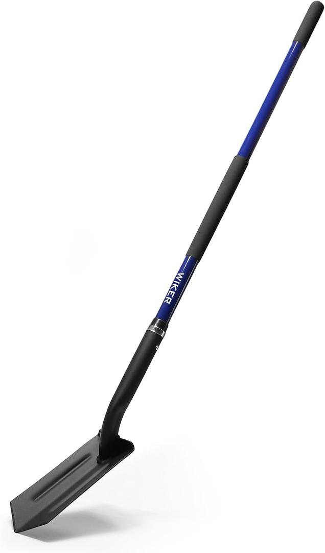 WIKER 4-Inch Trench Shovel for Digging, Narrow Trenching Spade with Fiberglass Handle, Heavy Duty Garden Shovel for Irrigation, Cable Laying, Edging, 56-Inch