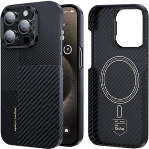 BENKS Montage Case for iPhone 15 Pro 6.1'' Compatible with Magsafe, Ultra Slim & Lightweight, Integrated 600D and 1500D Aramid Fiber, Built with Dupont Kevlar, Minimalist Style Protective Cover Black