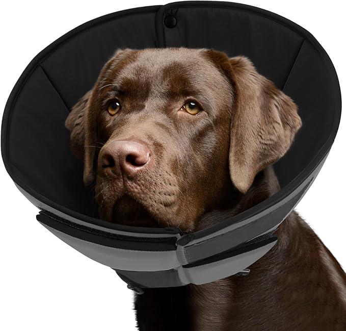 Queenmore Dog Cone XL, Soft Dog Cones for Large Dogs After Surgery, Cone for Dogs to Stop Licking, Elizabethan Collar for Pet, Alternative to Recovery Collar for Large Breeds, Grey XL