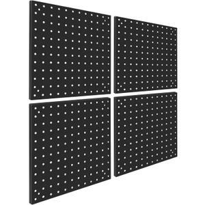 Peg Board,Steel Organization Panels, Ideal for Garage Tool Storage, Office Organization, Craft Room, Kitchen,Pack of 4 (Black, 4-12X12)