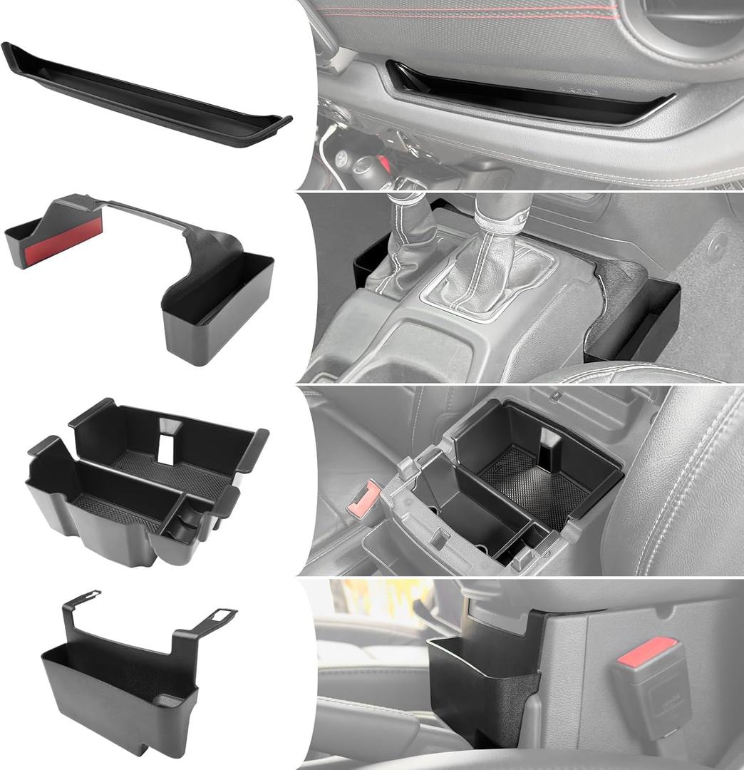 Center Console Organizer for 2024 2025 Jeep Wrangler JL JLU 4XE/Gladiator JT Gear Shift Console Side Tray GrabTray Passenger Hanging Armrest Storage Box for Wrangler&Gladiator(24+ 4-piece)