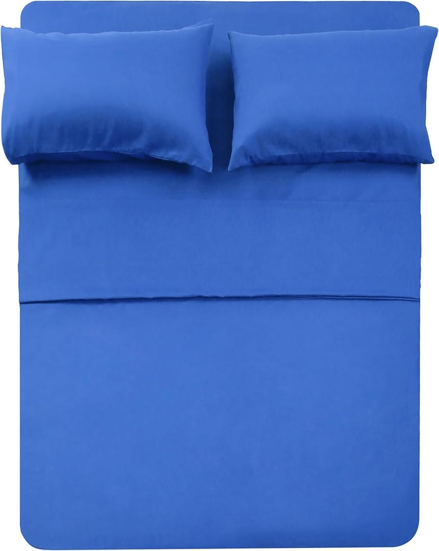 Best Season 400 Thread Count Cotton Queen Size Sheet Set (Royal Blue Color) 4 Piece - 100% Long Staple Cotton Sheets Set, Soft Cotton Bed Sheets Sets with Deep Pocket fit Upto 16 inch
