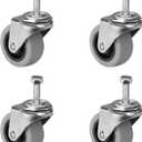 2" Caster Wheels, Threaded Stem Casters Set of 4 Heavy Duty, 5/16''-18 x 1" (Screw Diameter 5/16", Stem Length 1"), Rubber Swivel Casters for Cart Furniture (4 Swivel)