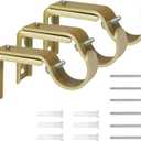 Curtain Rod Bracket Heavy Duty Adjustable Window Hardware Rod Holders Hanger for 1 inch Rods, Set of 3 (Gold-Adjustable)