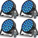 LED Par Light RGBW 4in1 160W 27Leds Stage Lights Remote & DMX Controlled Sound Activated Auto Play 8/4 Channel Uplights for Events Wedding Halloween Birthday Party Dance Stage Lighting (4 Packs)