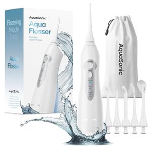 AquaSonic Water Flosser - Cordless Rechargeable Water Flossers for Teeth Cleaning - Waterproof Aqua Flosser, Portable Oral Irrigator for Dental Cleaning with 5 Jet Tips – Braces Home Travel.
