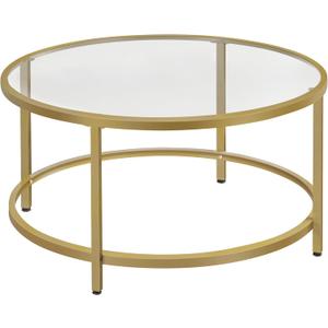 Yaheetech Gold Glass Coffee Table for Living Room, 36" Round Glass Coffee Table with Metal Frame, Circle Coffee Table for Home, Office, Apartment Yaheetech Gold Glass Coffee Table for Living Room, 36" Round Glass Coffee Table with Metal Frame, Circle Coffee Table for Home, Office, Apartment