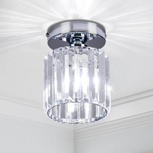 FRIXCHUR Small Chandelier Crystal Ceiling Light Semi Flush Mount Ceiling Lighting Fixture Modern Crystal Ceiling Light for Hallway Kitchen Island Dining Room Bedroom E26 Base Chrome