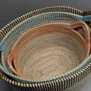 3-Piece Woven Basket Set, Sizes 16 × 21 In, 14 In, And 12.5 In. Great For Organizing Blankets, Toys, Laundry, And Home Essentials. Durable, Stylish, And Perfect For Any Room