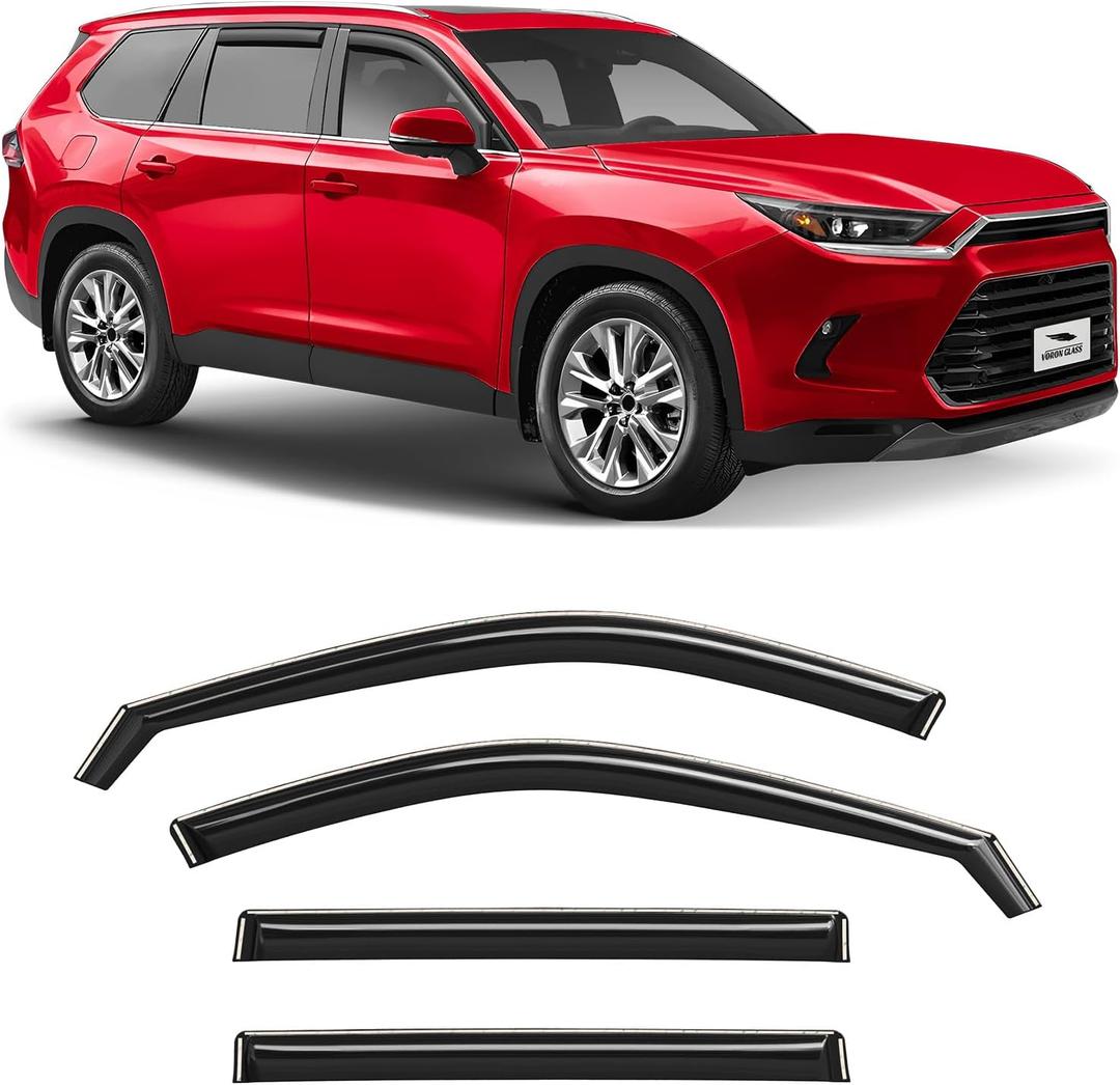 Voron Glass in-Channel Extra Durable Rain Guards for Toyota Grand Highlander 2024-2025, Window Deflectors, Vent Window Visors, 4 Pieces - 200611