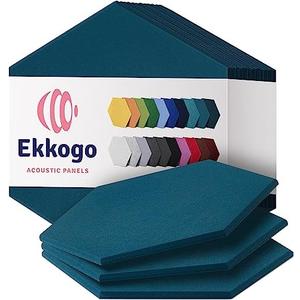 Ekkogo Acoustic Panels 12-Pack - 14"X12.1"X0.4" Sound Panels - High Density Sound Dampening - Ocean Turquoise Hexagon Ekkogo Acoustic Panels 12-Pack - 14"X12.1"X0.4" Sound Panels - High Density Sound Dampening - Ocean Turquoise Hexagon