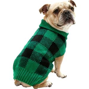 French Bulldog Sweater Soft Knitted Small Dog Sweater Turtleneck Puppy Pullover Frenchie Pug English Boston Terrier Bully Pitbull Sweatshirt Clothes Cold Weather Coats - (Green, Small)