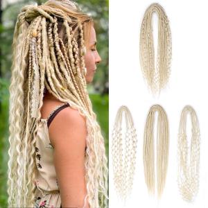 Double Ended 3 in 1 Dreadlock Extensions, 24 inch 15pcs Black Mixed Dreads Extensions Set DE Dreads with Curly Dreadlocks for White Women