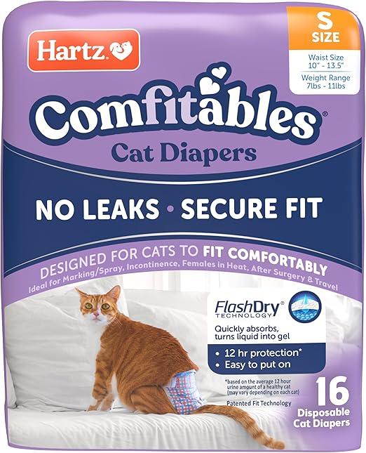 Hartz Comfitables Cat Diapers, Size S 16 Count, Comfortable & Secure Fit, Easy to Put On