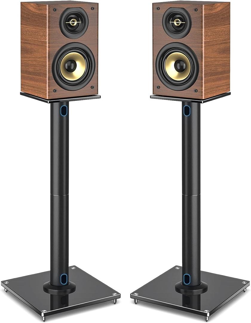 Rfiver Upgraded 45 Swivel Speaker Stands Pair for Surround Sound, Heavy Duty 28 Inch Bookshelf Speaker Stand Each Holds 22lbs Large Speaker, Floor Speaker Stand Built-in Cable Management, 1 Pair